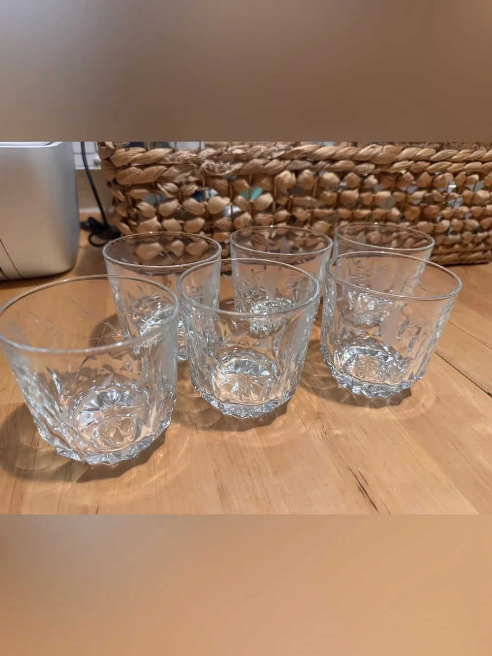 Vintage Floral Etched Glass Tumbler Set - 5 Pack